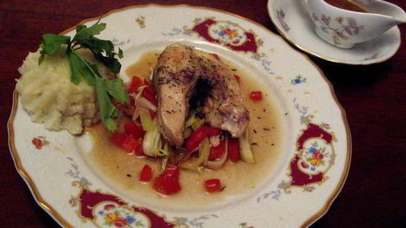 Рецепт Судака под медово-лимонным соусом с луком-пореем