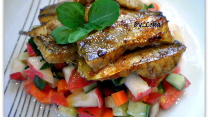 Рецепт судака в имбирном маринаде на овощной подушке