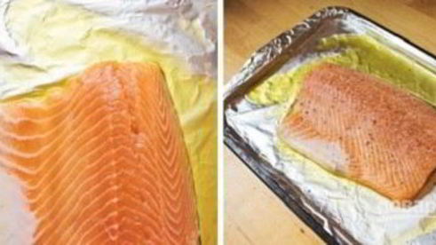 запеченная семга с зеленью и орехами