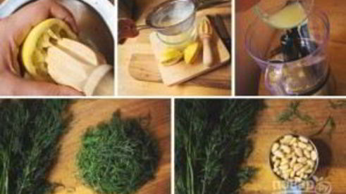 запеченная семга с зеленью и орехами