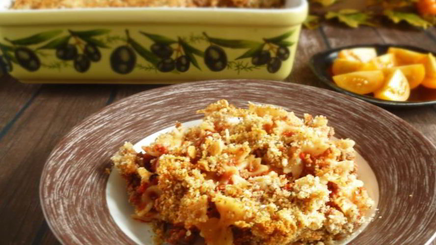 Рецепт запеченных фарфалле с фаршем