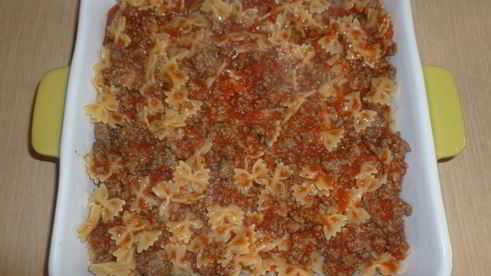 запеченные фарфалле с фаршем