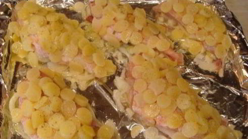 золотая рыбка — окунь под картофельной чешуей