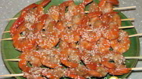 шашлычки из креветок