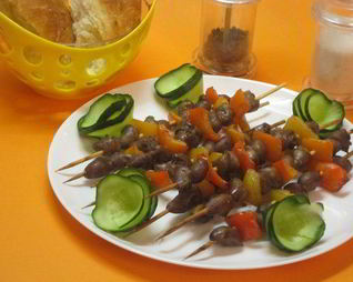 Шашлычки из куриных сердечек