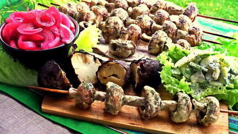 шашлык грибы в сметане