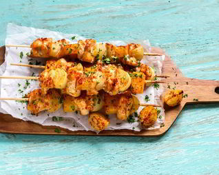 Шашлык из курицы с тыквой и яблоком