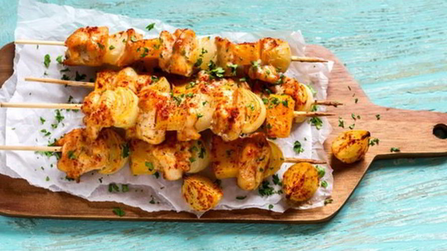 Рецепт шашлыка из курицы с тыквой и яблоком