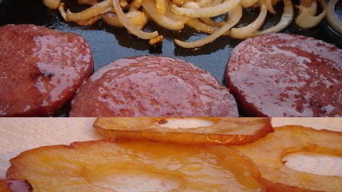 куриные шницели с яблоками и чоризо