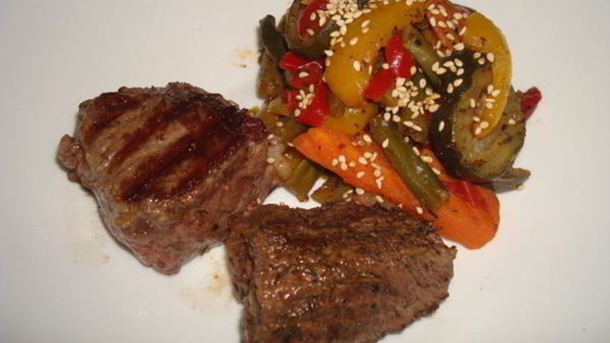 Рецепт мини стейки на гриле с овощами