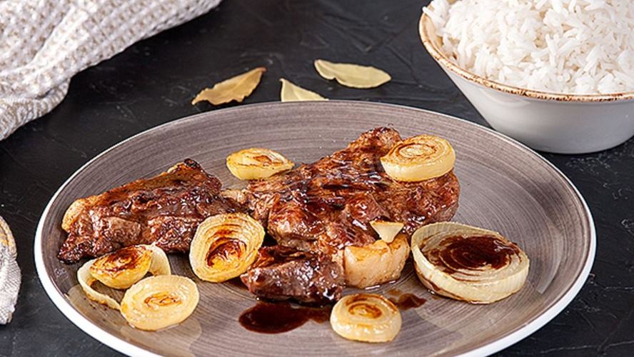 Рецепт стейка из говядины в лимонно-соевом соусе