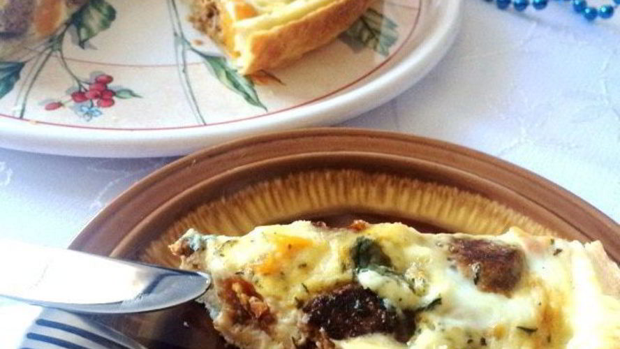 Рецепт киша с тефтелями, тыквой и сыром дор блю