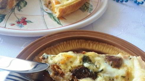 киш с тефтелями, тыквой и сыром дор блю