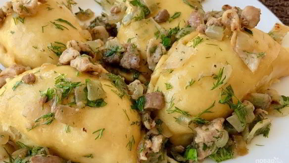 Рецепт Вареников с капустой на пару с зажаркой