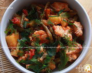 Жаркое из индейки со стручковой фасолью