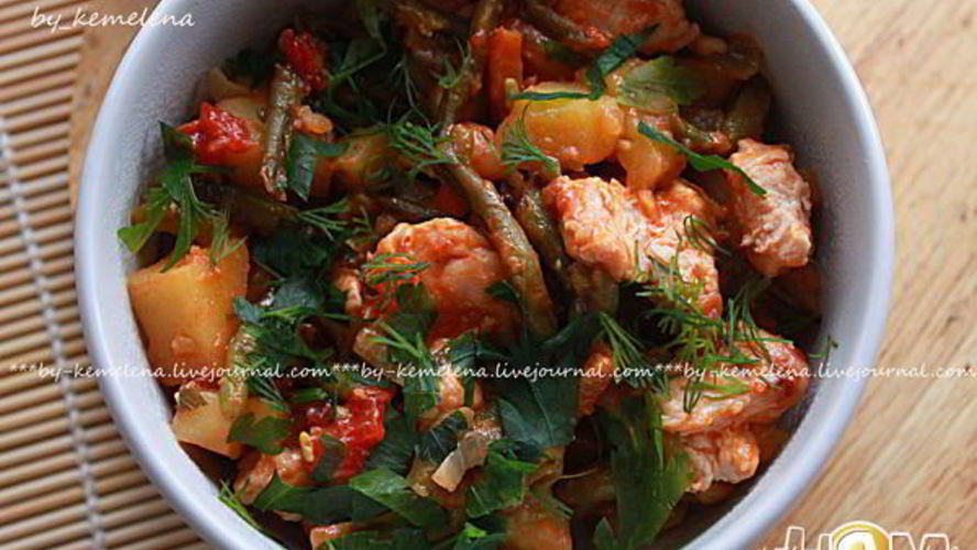 Рецепт жаркого из индейки со стручковой фасолью