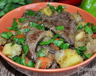 Жаркое из печени с картофелем