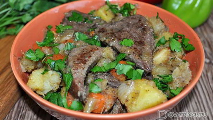 Рецепт жаркого из печени с картофелем