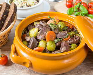 Жаркое из свиного сердца с брюссельской капустой