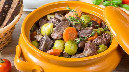 жаркое из свиного сердца с брюссельской капустой