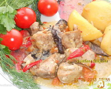 Жаркое с грибами в мультиварке