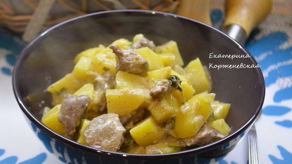 Рецепт Жаркого с картофелем и куриной печенью