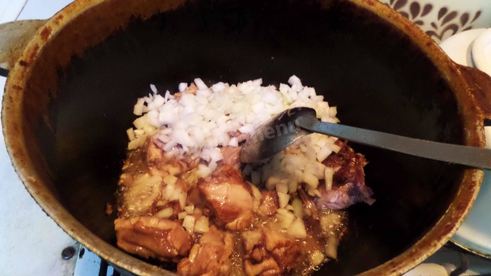 гречка с куриным мясом в казане