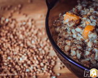 Гречка с тыквой и печенью