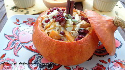 каша в тыковке веселый хэллоуин