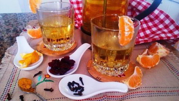 Рецепт Согревающего бруснично-мандариновый чай