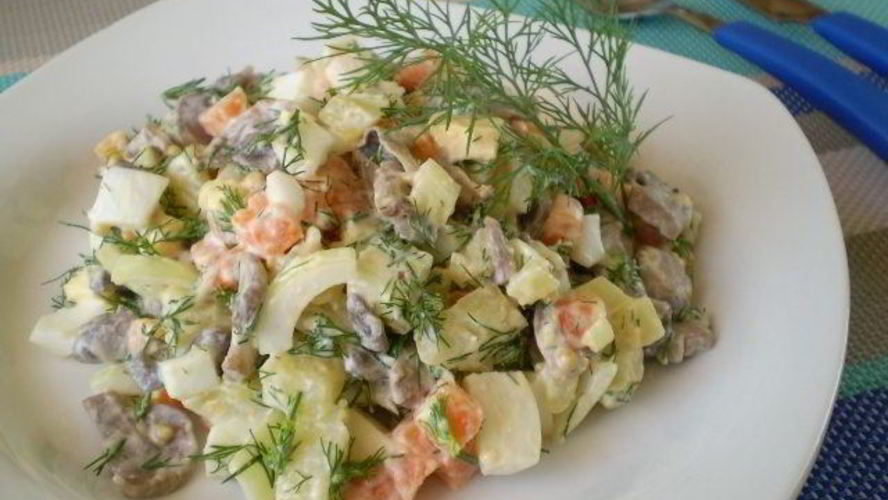 Рецепт салата с картошкой и грибами