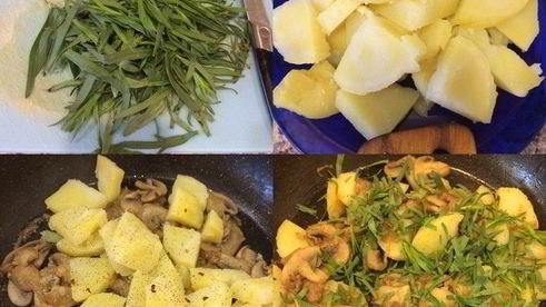 теплый салат с картофелем и шампиньонами