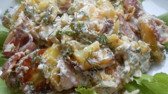 Рецепт Теплого салата с запеченным картофелем