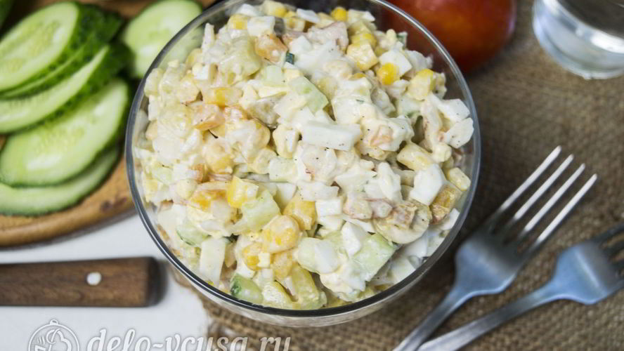 Рецепт салата оливье с креветками