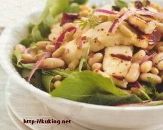 Салат из халлуми с фасолью