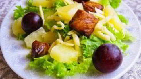 салат — курица с ананасами с сыром