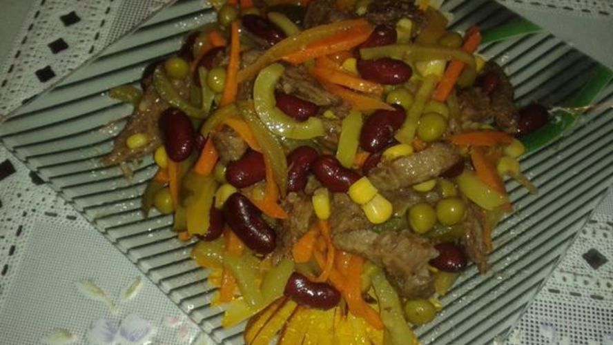 Рецепт салата мясного с овощами
