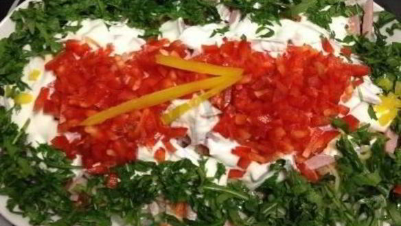 Рецепт Салата овощной тандем Влюбленные сердца
