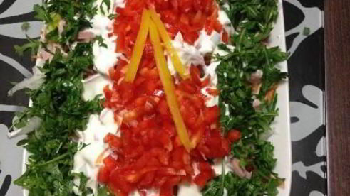 салат овощной тандем влюбленные сердца