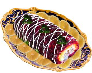 Праздничный рулет сельдь под шубой