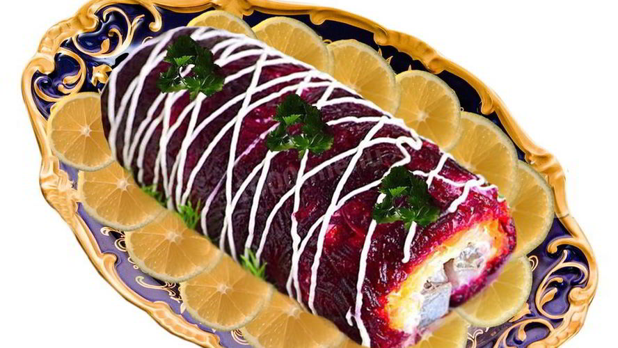 Рецепт праздничного рулета сельдь под шубой