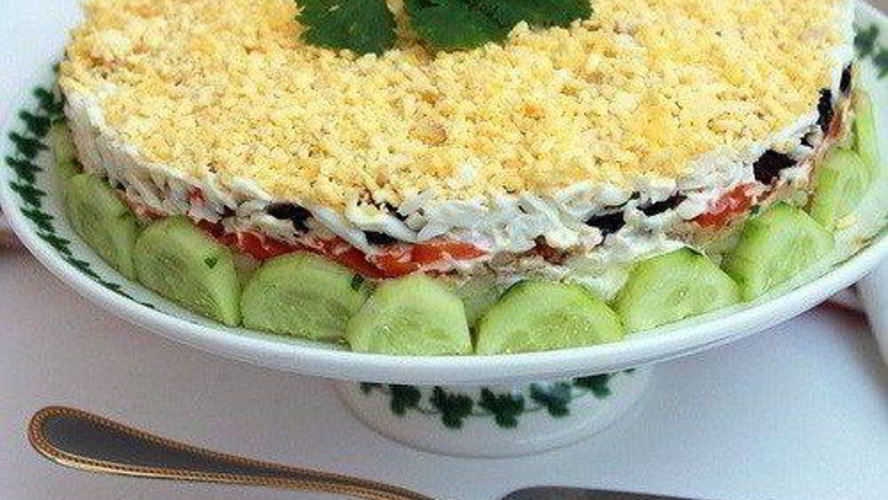 Рецепт салата печень трески под шубой