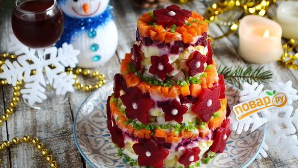 Рецепт Салата-торта Селедка под шубой