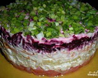 Селедка под шубой с семгой