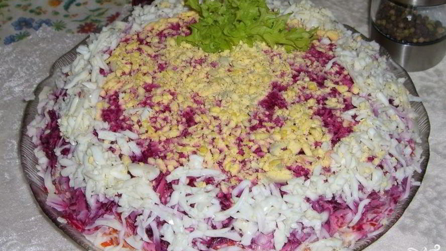 Рецепт селедки под шубой с жареным луком