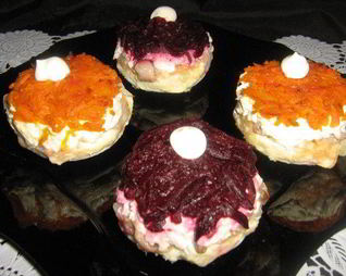 Закусочные пирожные Селедка под шубой