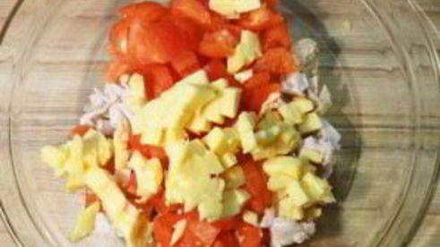 салат с баклажанами и курицей