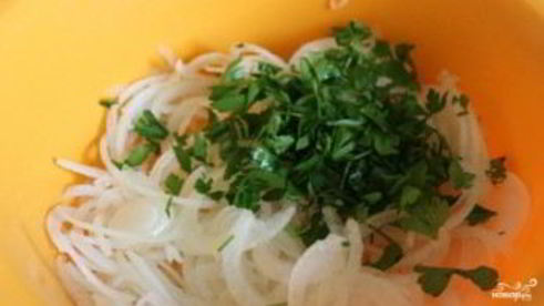 салат со свининой и луком