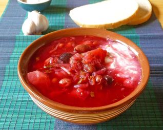 Борщ с фасолью постный