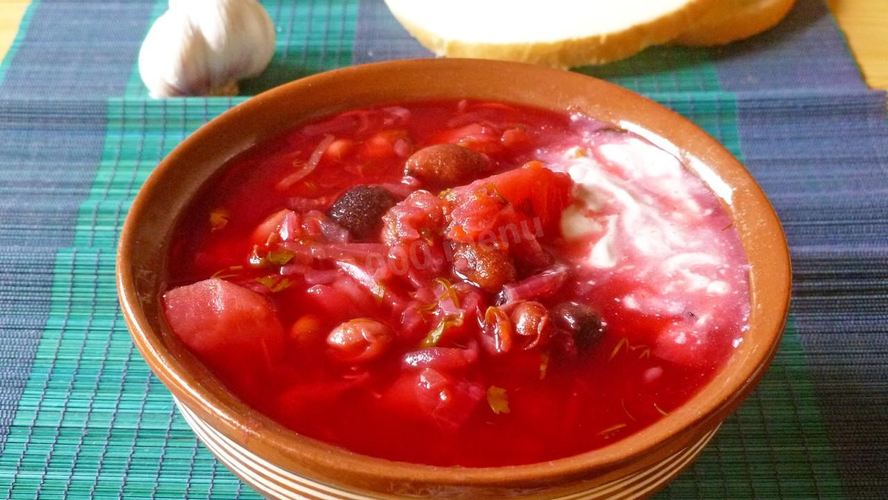 Рецепт борща с фасолью постный